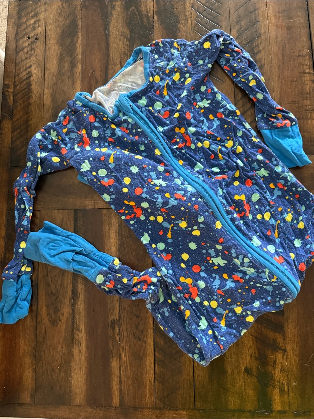 Little Sleepies Blue Splash-Print Zip Pajama One-Piece